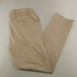 Pronto Uomo Pants‎ Mens 34x31.5 Beige Tan Twill Slacks Poly Blend Formal NWOT